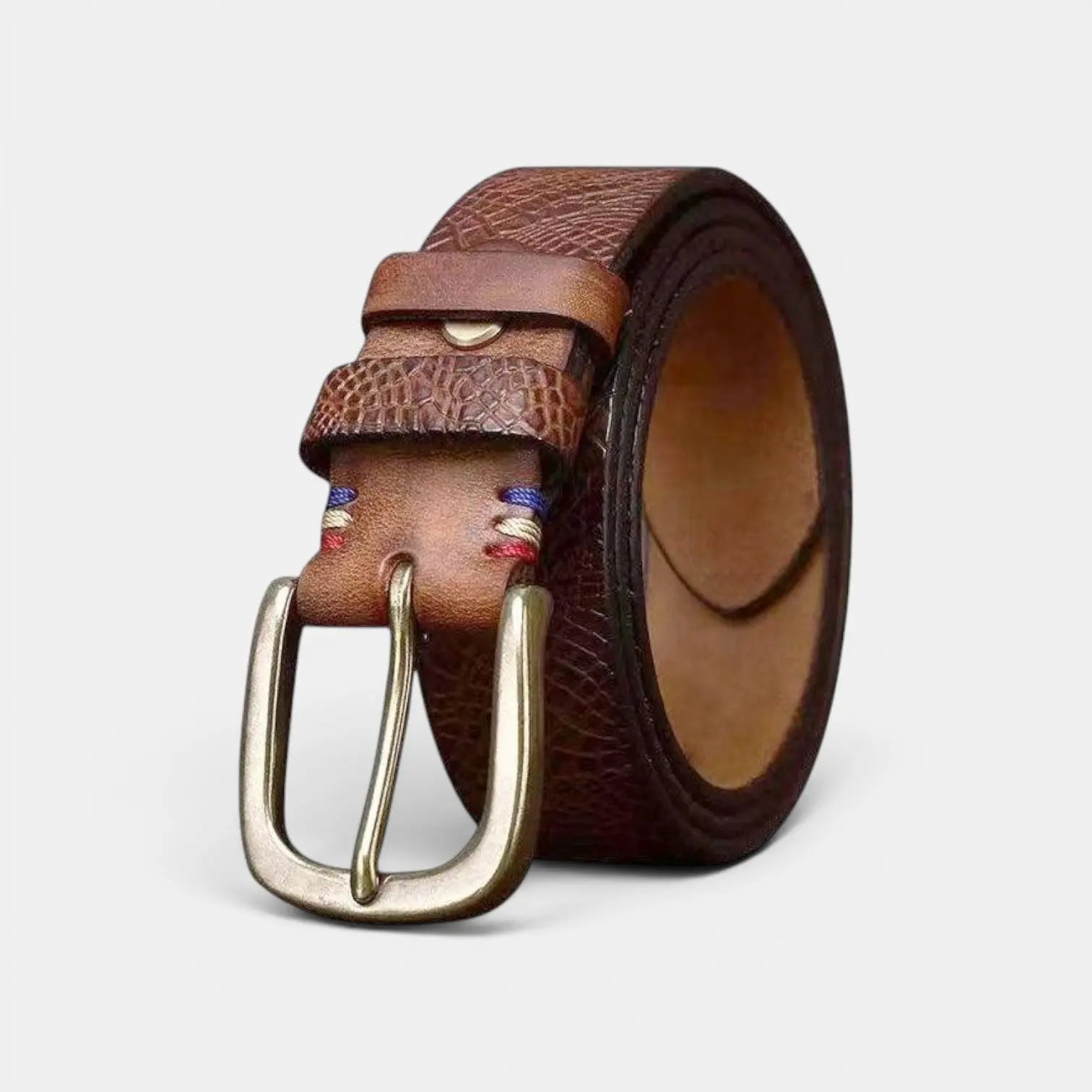 Textured Full Grain Leather Belt Brass Buckle Women's | Elvax | Beltary