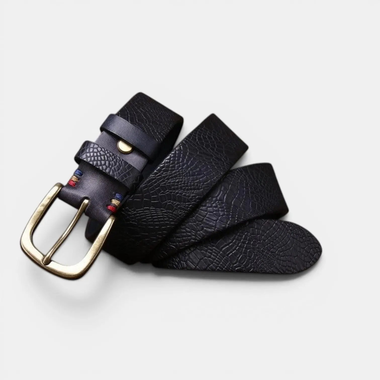 Textured Full Grain Leather Belt Brass Buckle Women's | Elvax | Beltary