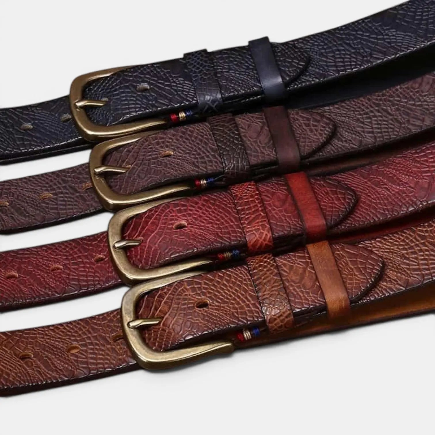 Textured Full Grain Leather Belt Brass Buckle Women's | Elvax | Beltary