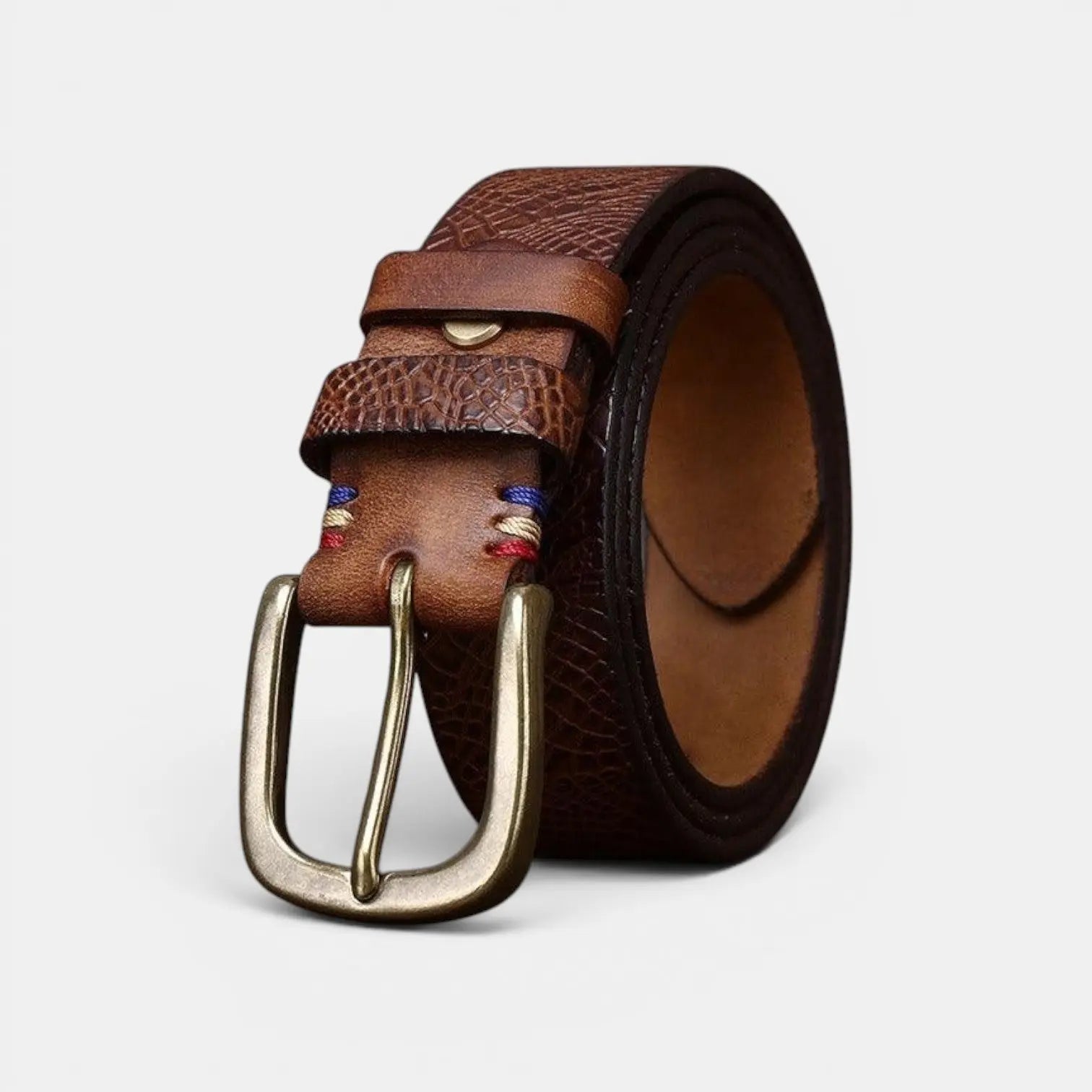 Textured Full Grain Leather Belt Brass Buckle Women's | Elvax | Beltary