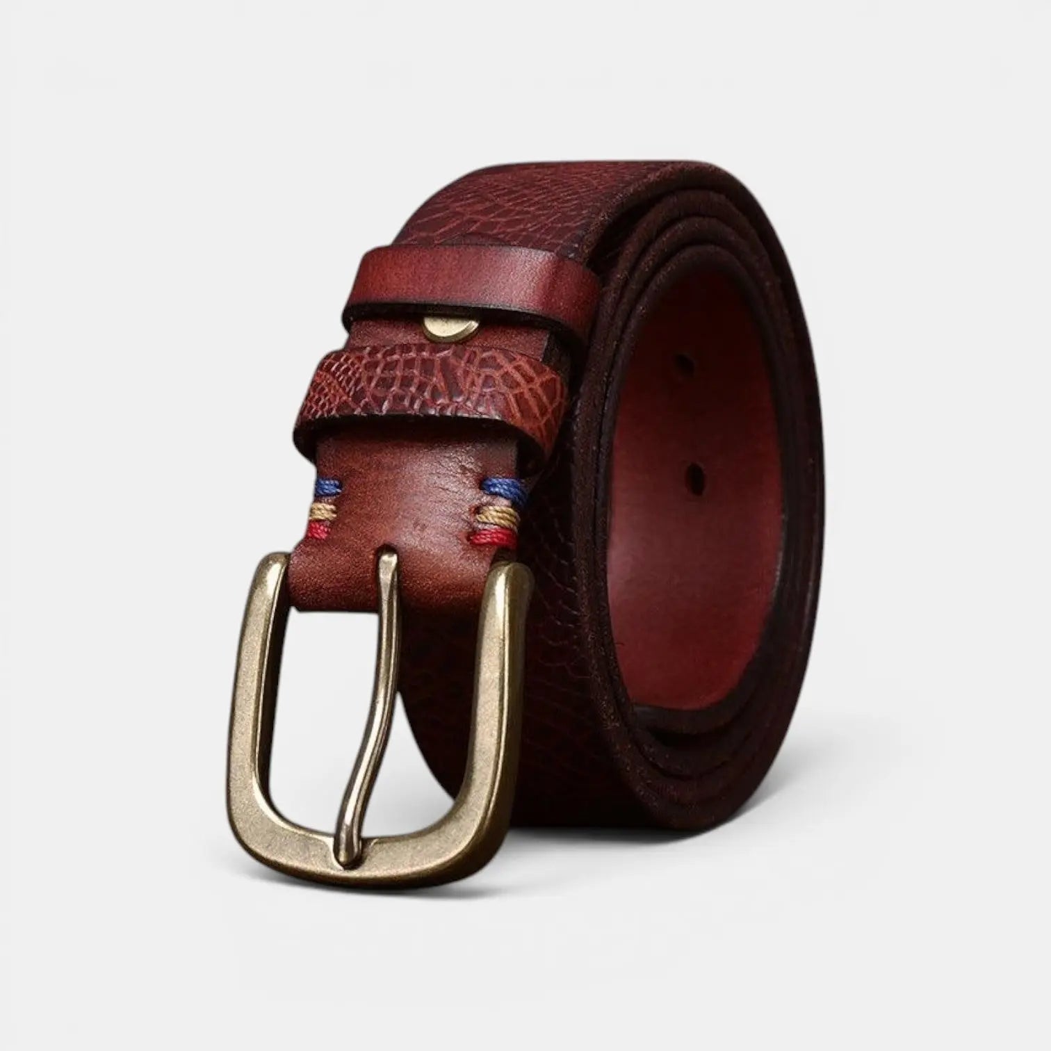 Textured Full Grain Leather Belt Brass Buckle Women's | Elvax | Beltary