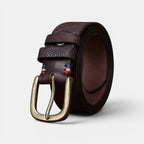 Textured Full Grain Leather Belt Brass Buckle Women's | Elvax | Beltary