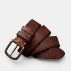 Textured Full Grain Leather Belt Brass Buckle Women's | Elvax | Beltary