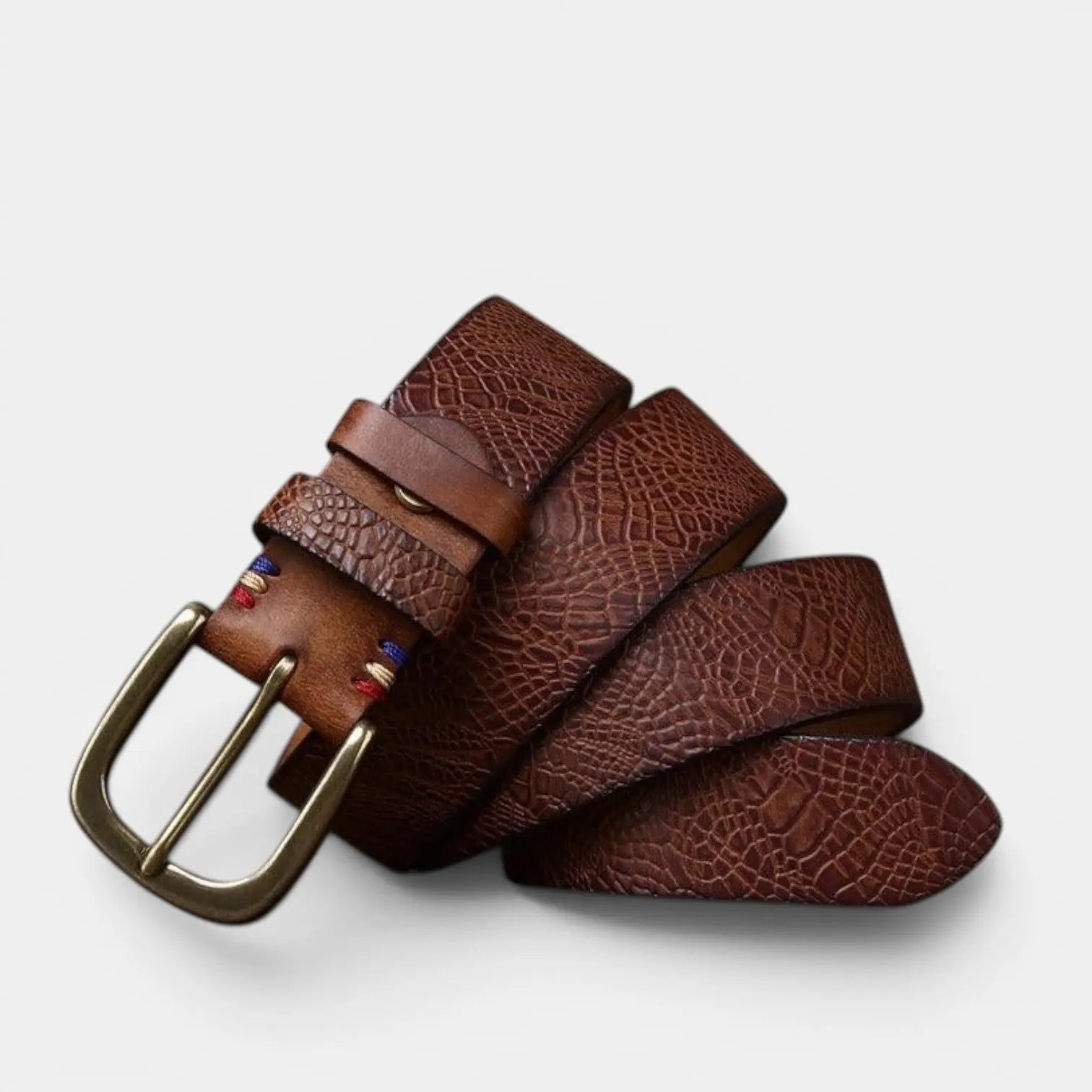 Textured Full Grain Leather Belt Brass Buckle Women's | Elvax | Beltary