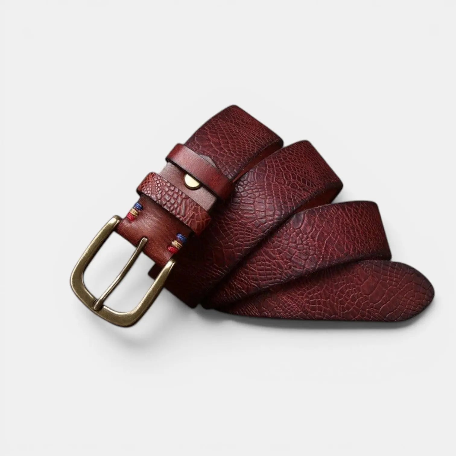 Textured Full Grain Leather Belt Brass Buckle Women's | Elvax | Beltary