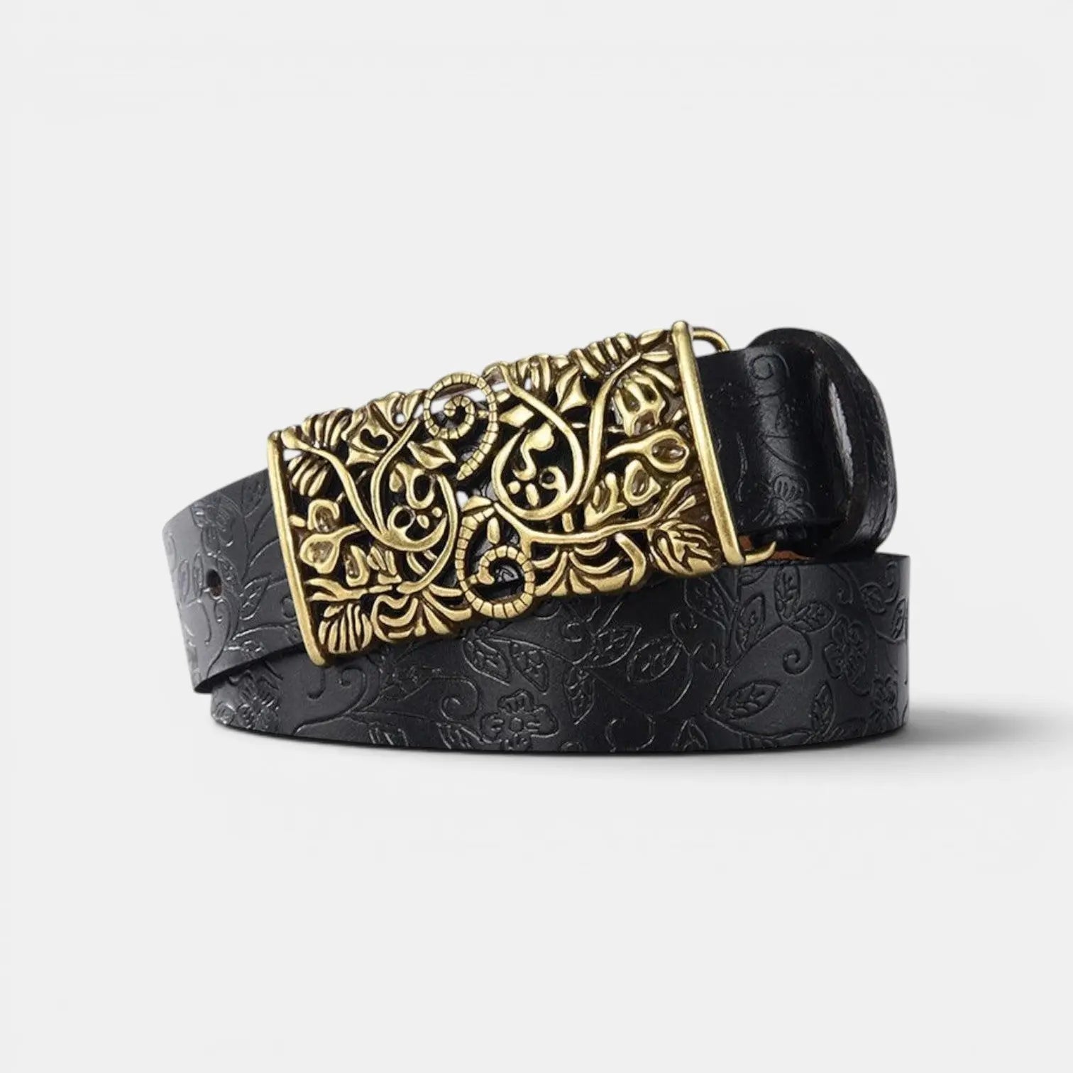Textured Leather Belt Bohemian Style Women's Gold Buckle | Borvex | Beltary