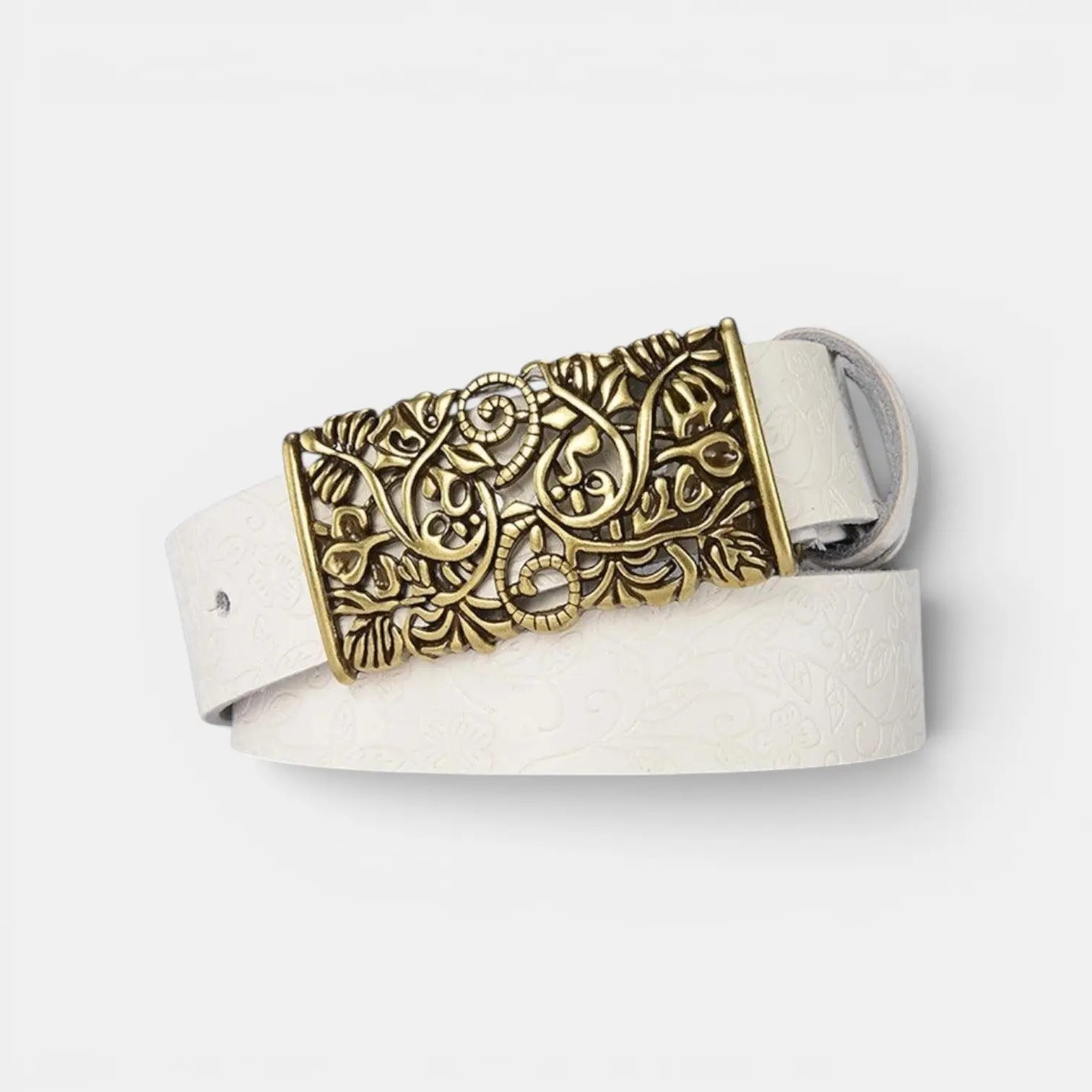 Textured Leather Belt Bohemian Style Women's Gold Buckle | Borvex | Beltary