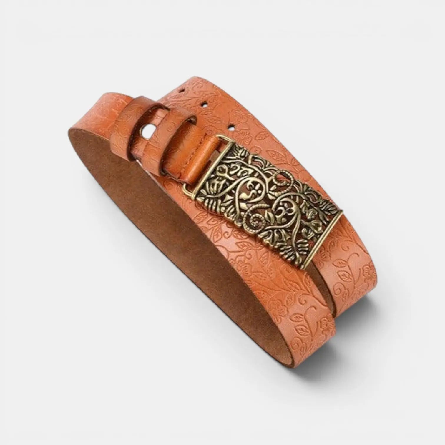 Textured Leather Belt Bohemian Style Women's Gold Buckle | Borvex | Beltary