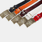 Textured Leather Belt Bohemian Style Women's Gold Buckle | Borvex | Beltary