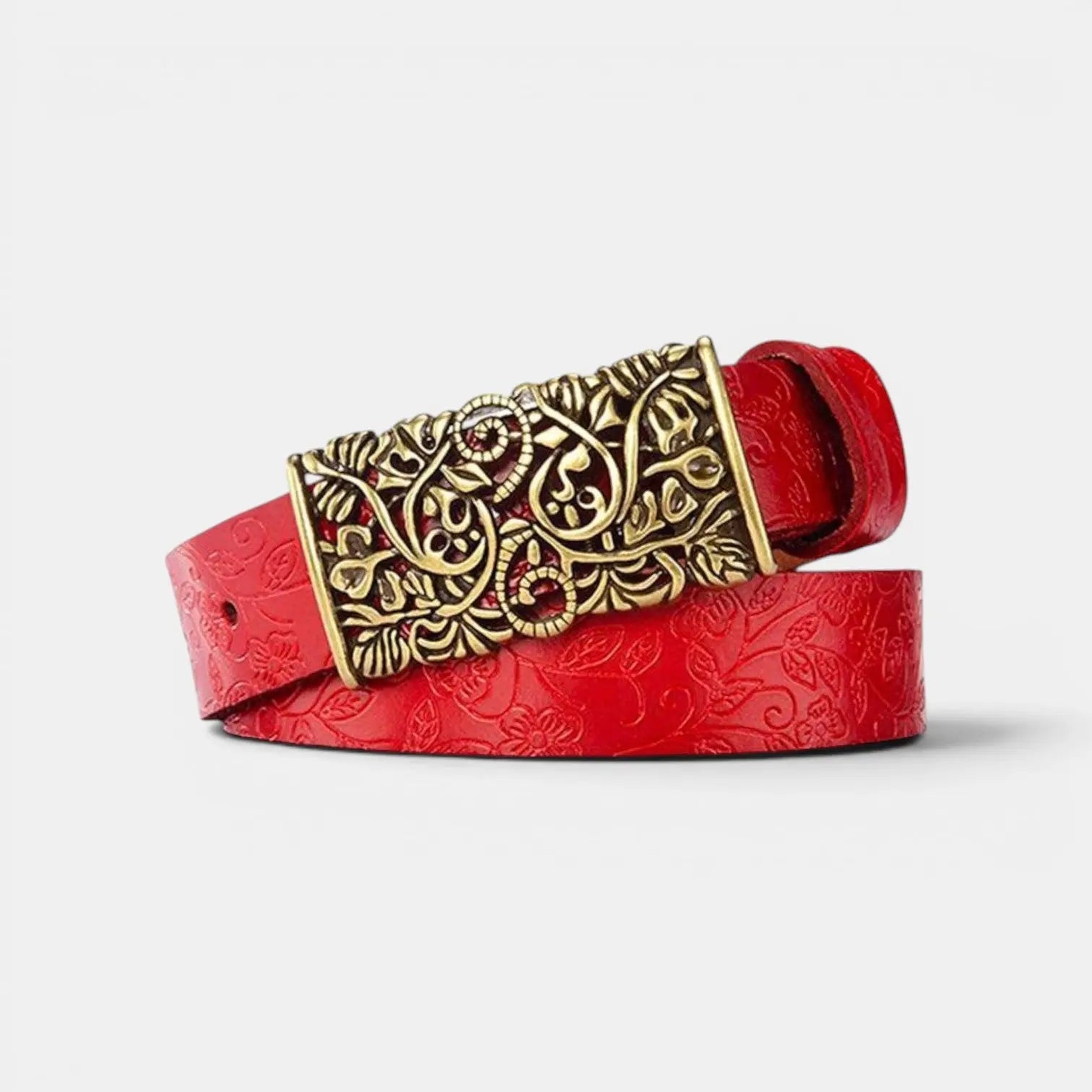 Textured Leather Belt Bohemian Style Women's Gold Buckle | Borvex | Beltary
