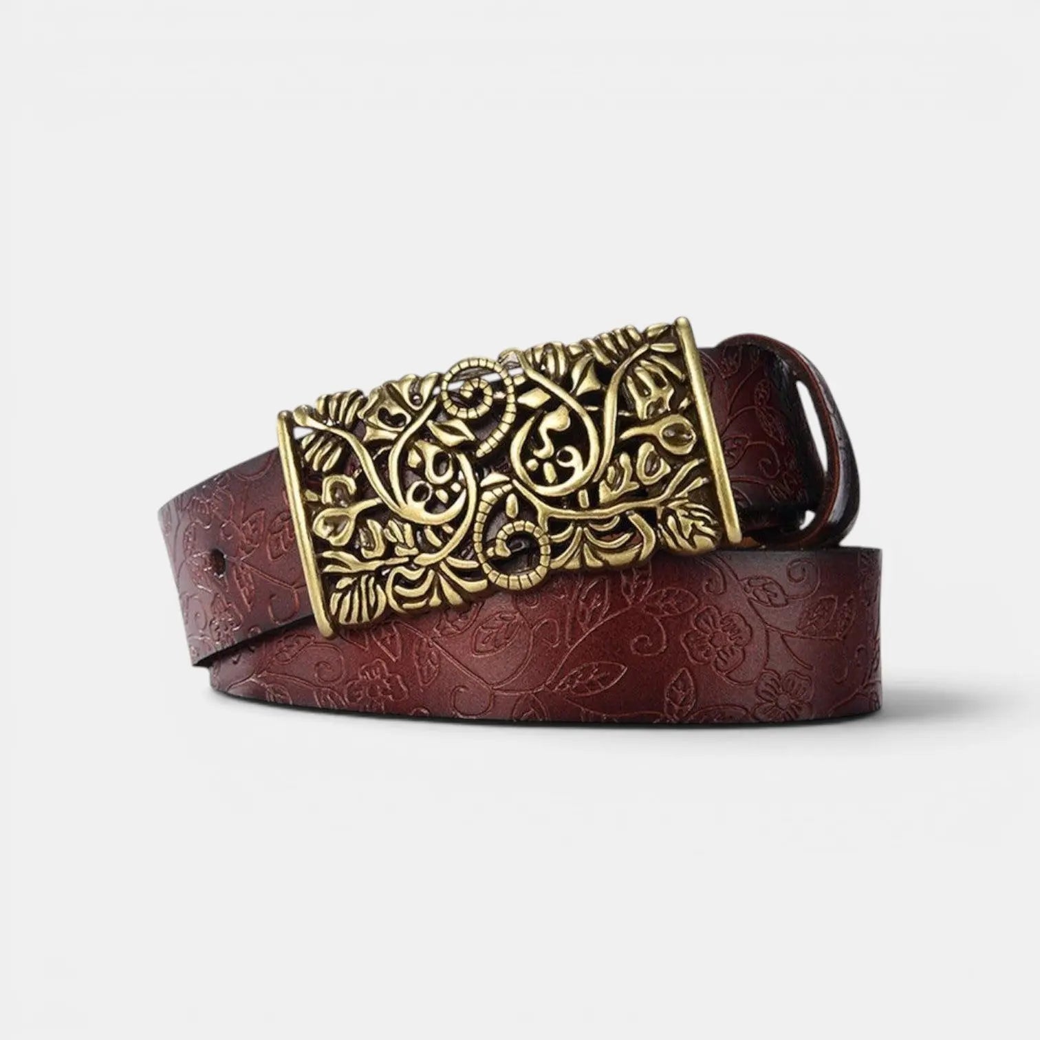 Textured Leather Belt Bohemian Style Women's Gold Buckle | Borvex | Beltary