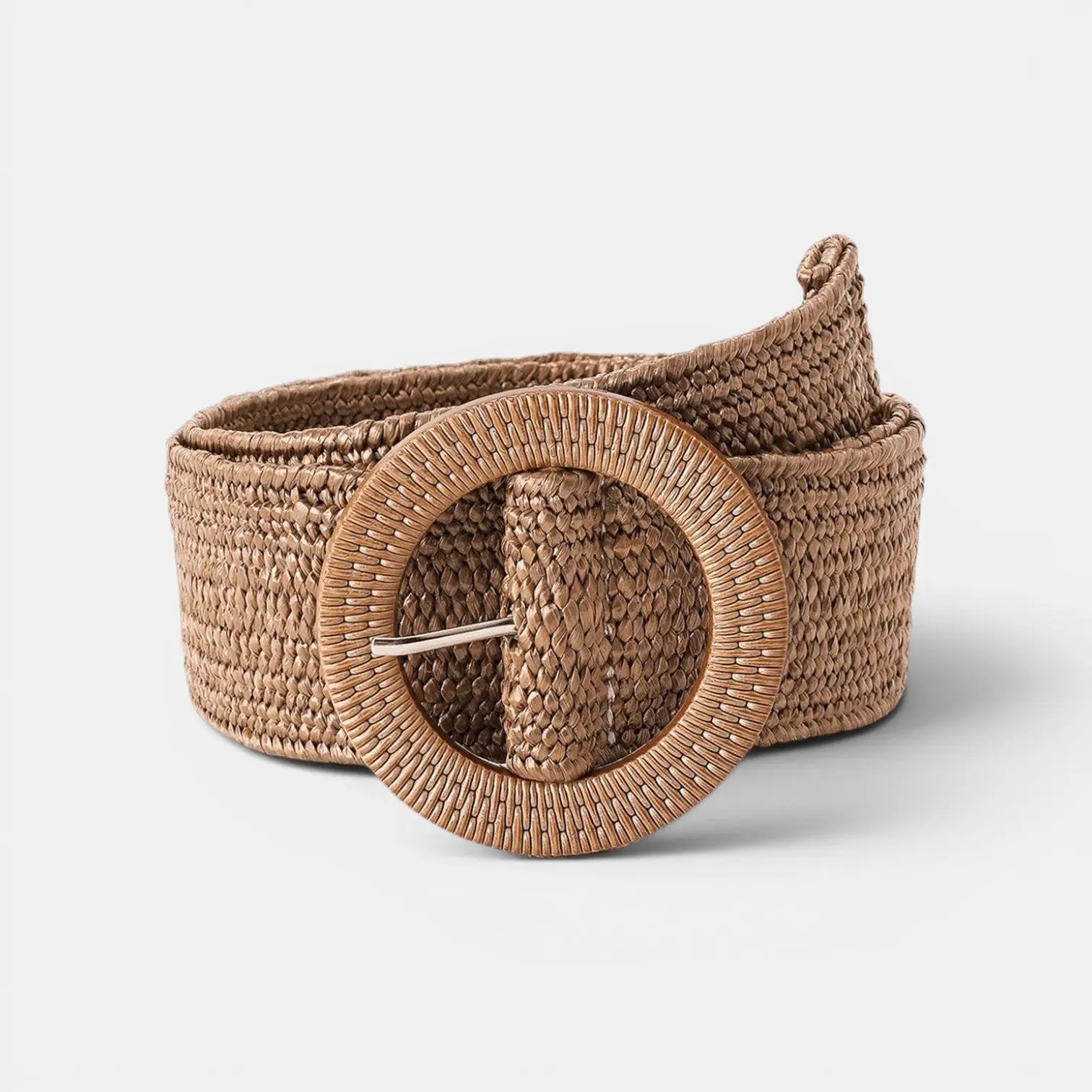 Wide Braided Synthetic Raffia Belt for Women Round Buckle | Rafvox | Beltary