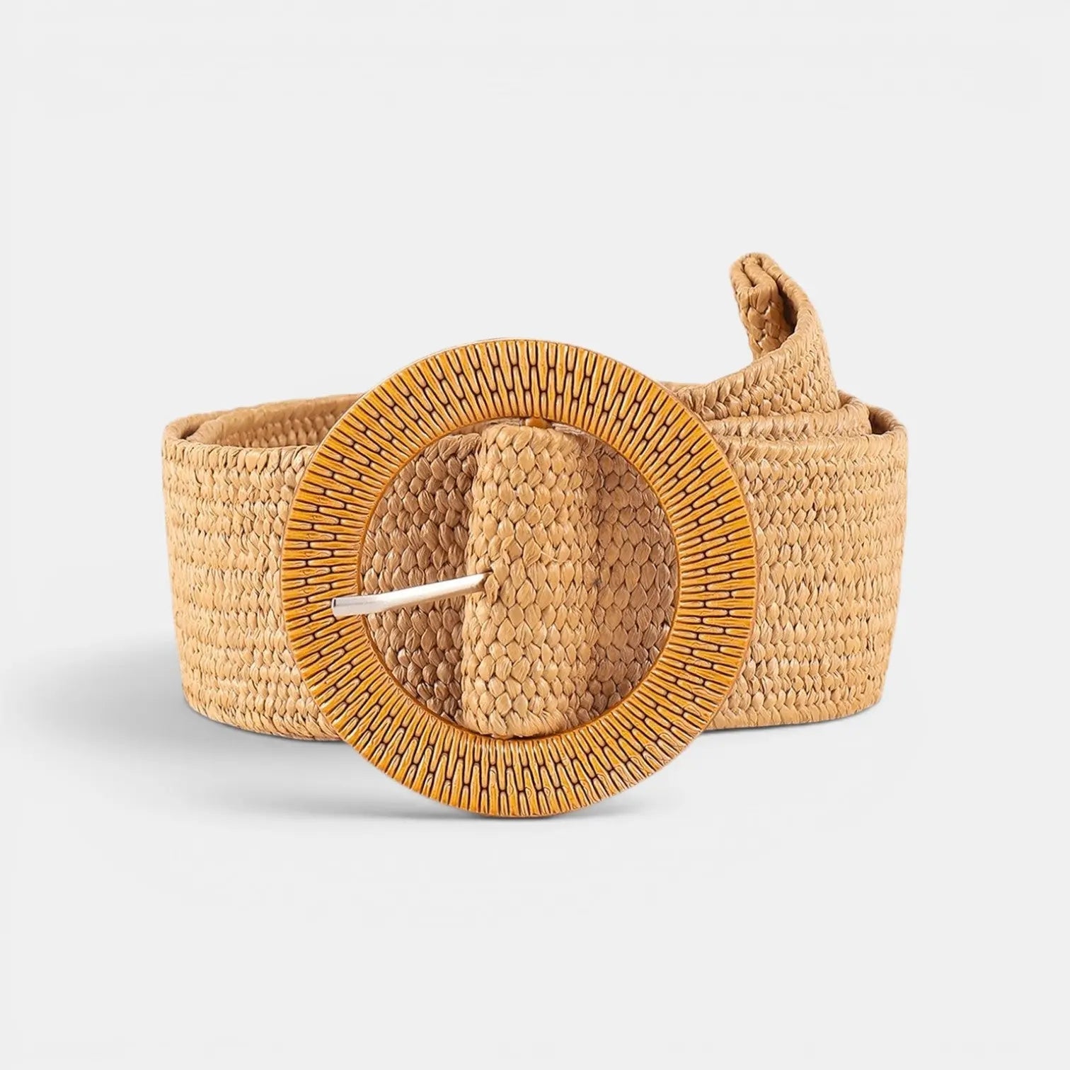 Wide Braided Synthetic Raffia Belt for Women Round Buckle | Rafvox | Beltary
