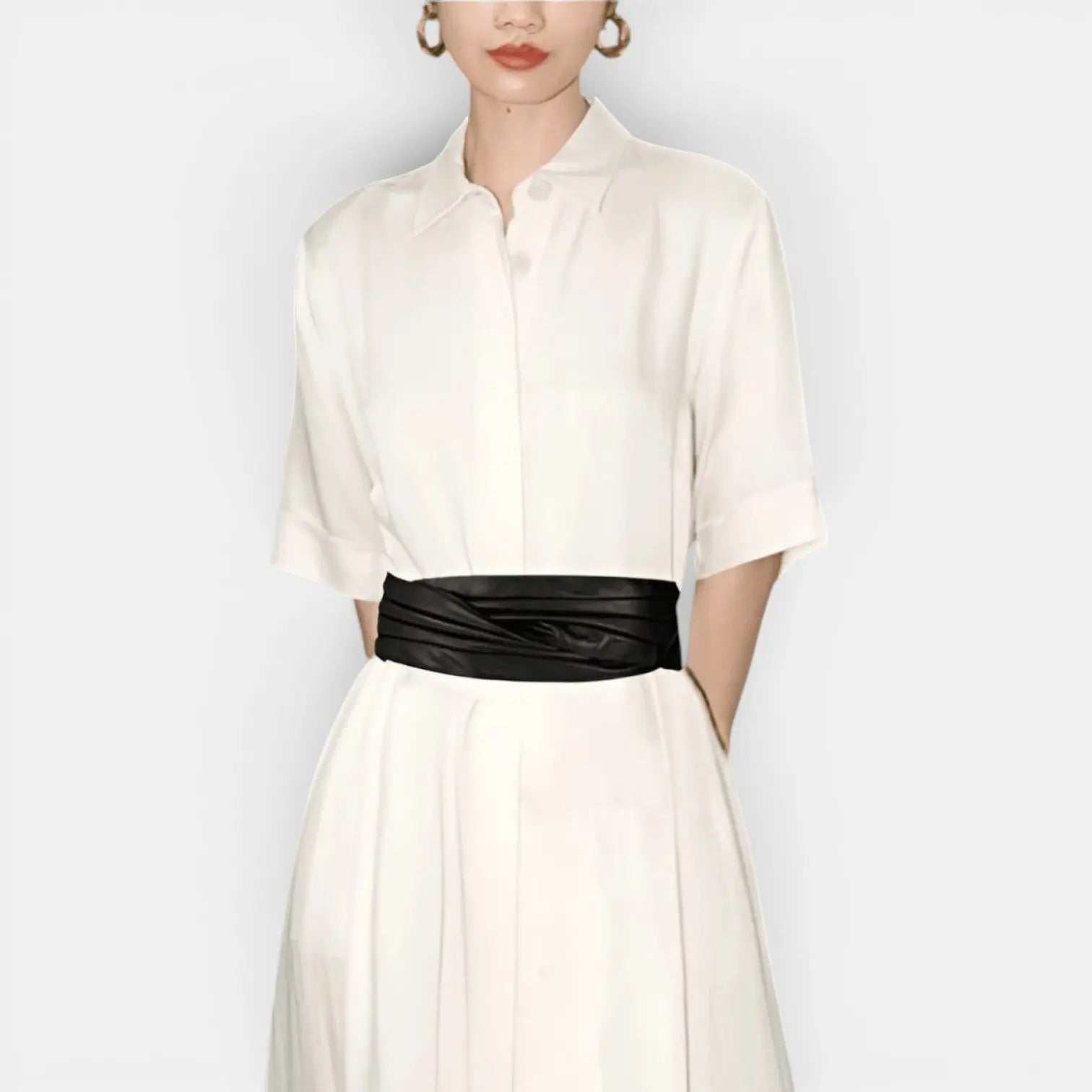 Wide Draped Vegan Faux Leather High-Waist Belt for Women | Orvex | Beltary