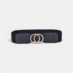 Wide Elastic Belt for Women Double Ring Gold Buckle | Elvorx | Beltary