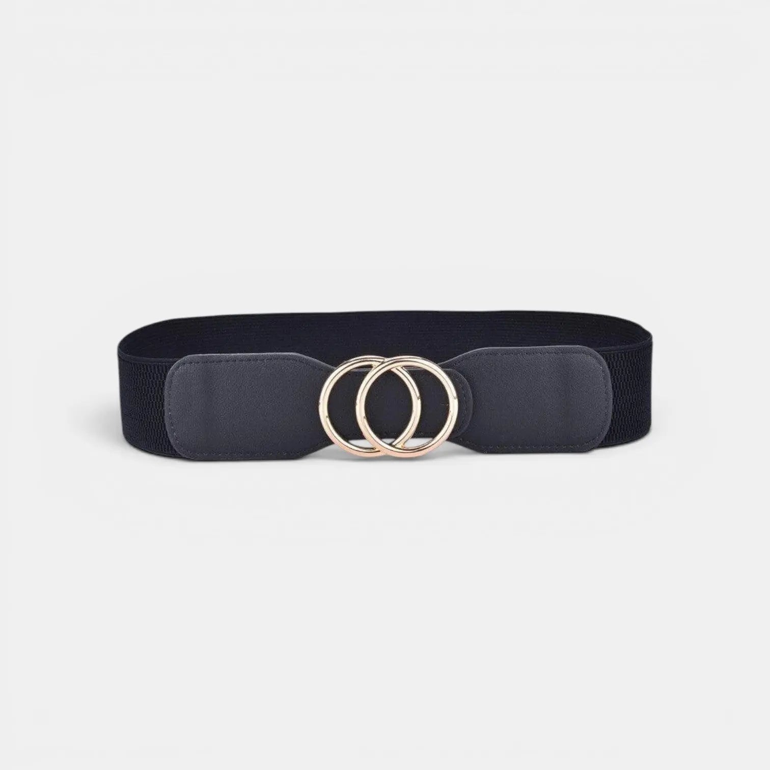 Wide Elastic Belt for Women Double Ring Gold Buckle | Elvorx | Beltary