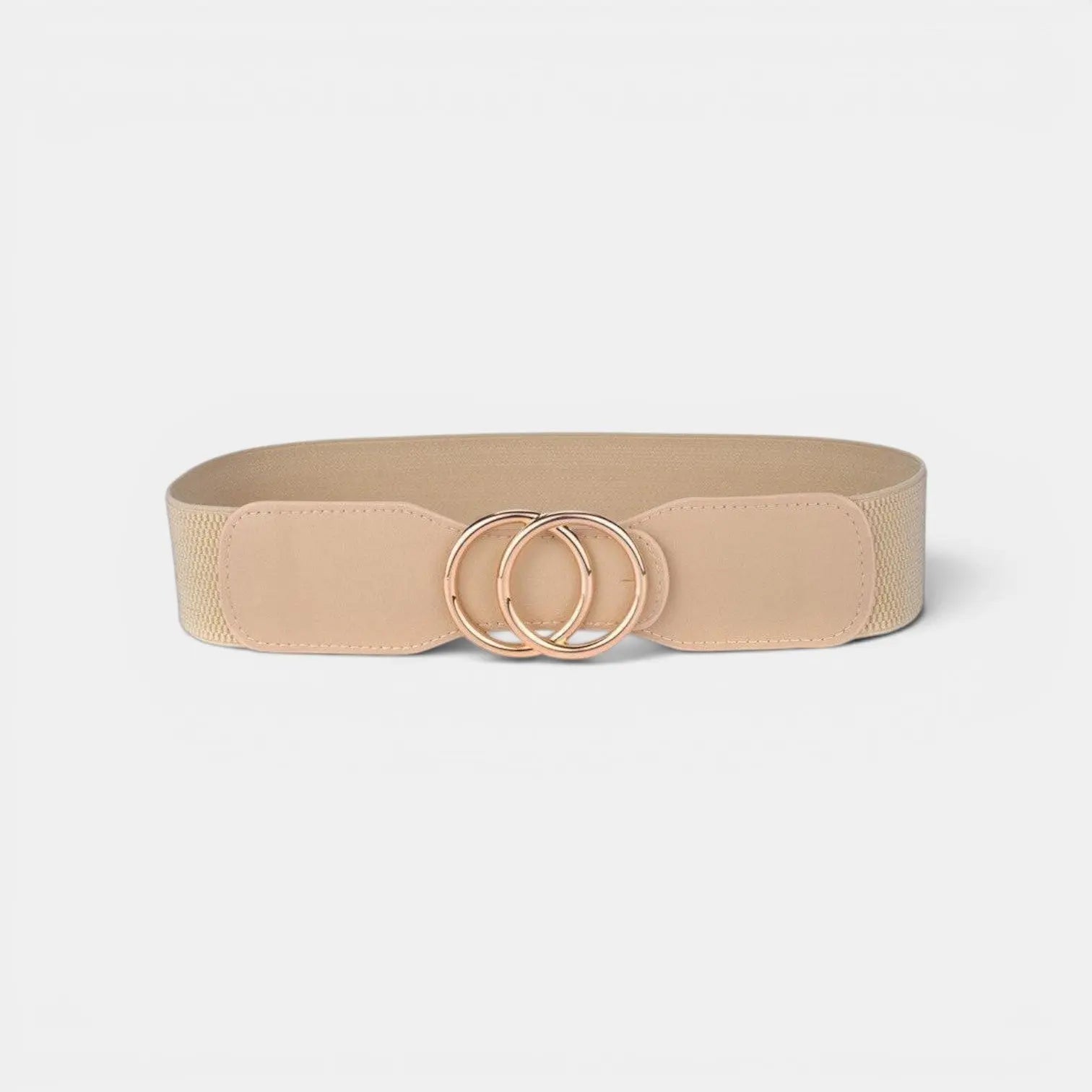Wide Elastic Belt for Women Double Ring Gold Buckle | Elvorx | Beltary