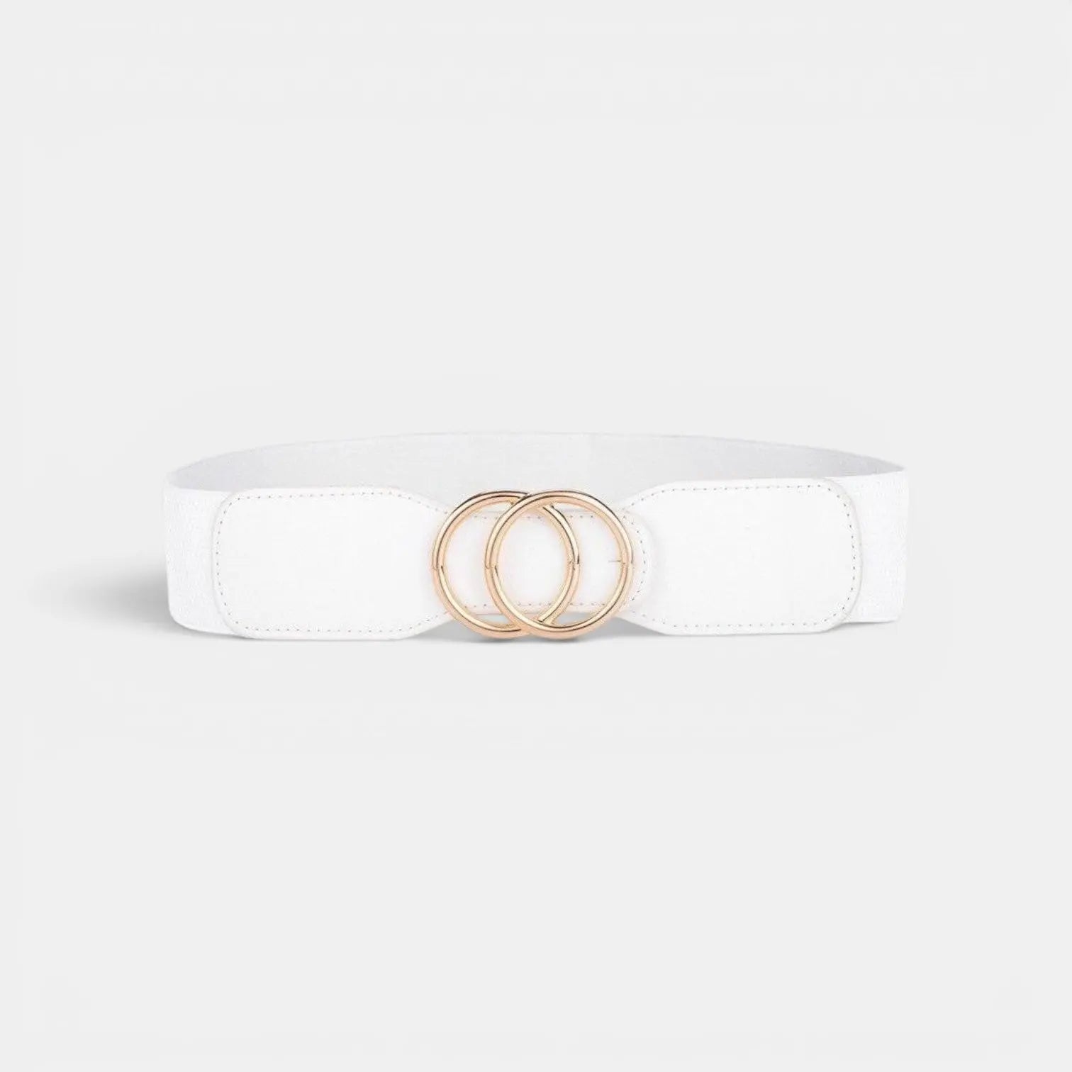 Wide Elastic Belt for Women Double Ring Gold Buckle | Elvorx | Beltary