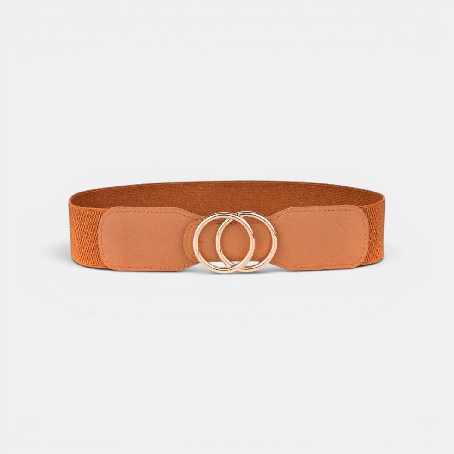 Wide Elastic Belt for Women Double Ring Gold Buckle | Elvorx | Beltary