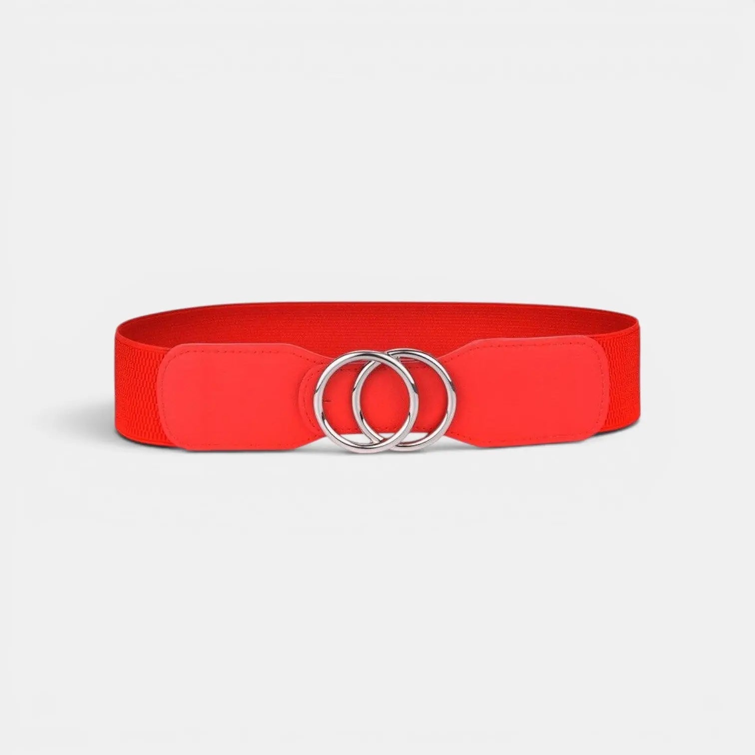 Wide Elastic Belt for Women Double Ring Gold Buckle | Elvorx | Beltary