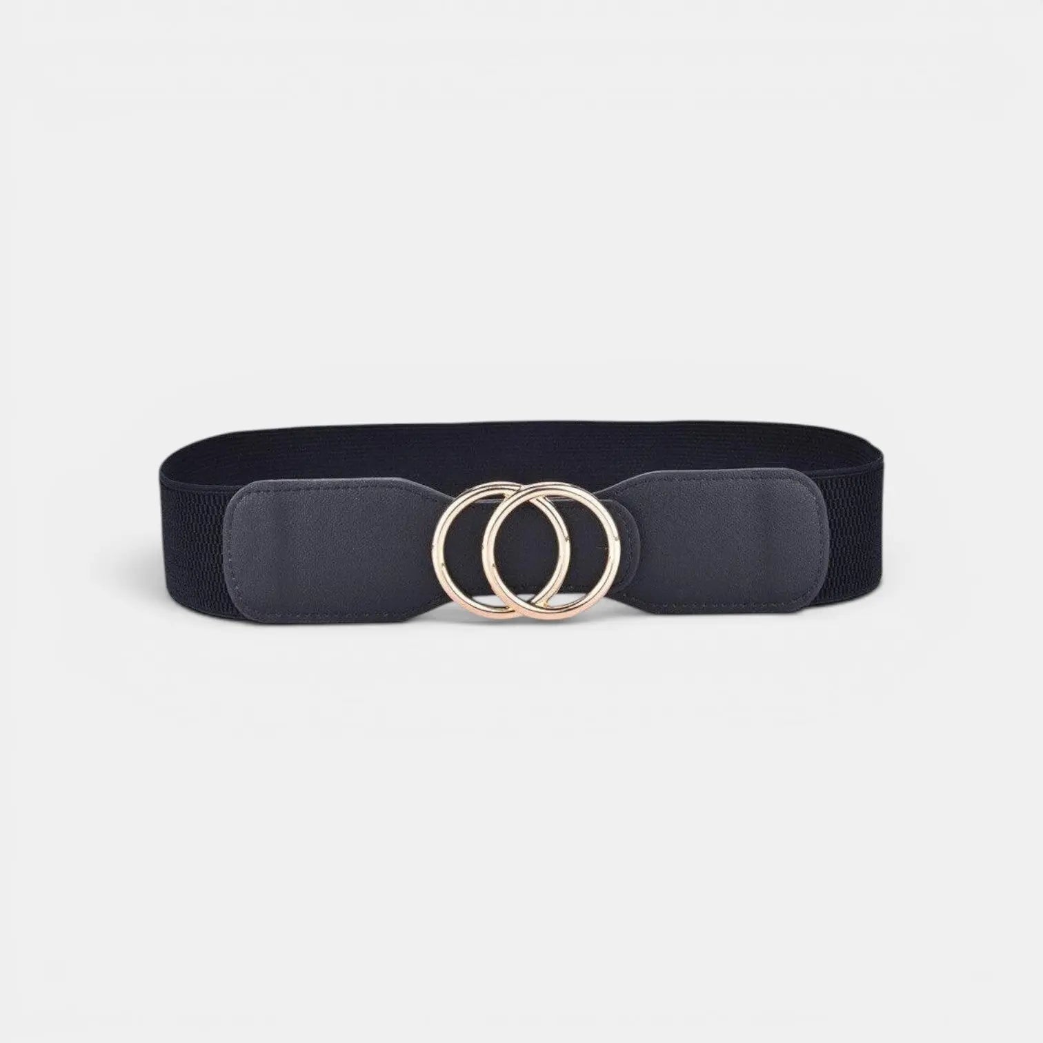 Wide Elastic Belt for Women Double Ring Gold Buckle | Elvorx | Beltary