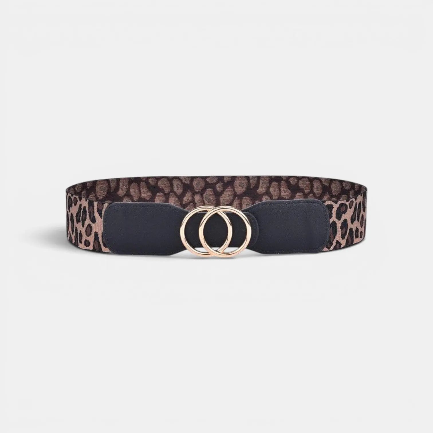 Wide Elastic Belt for Women Double Ring Gold Buckle | Elvorx | Beltary