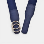 Wide Elastic Belt for Women Double Ring Gold Buckle | Elvorx | Beltary