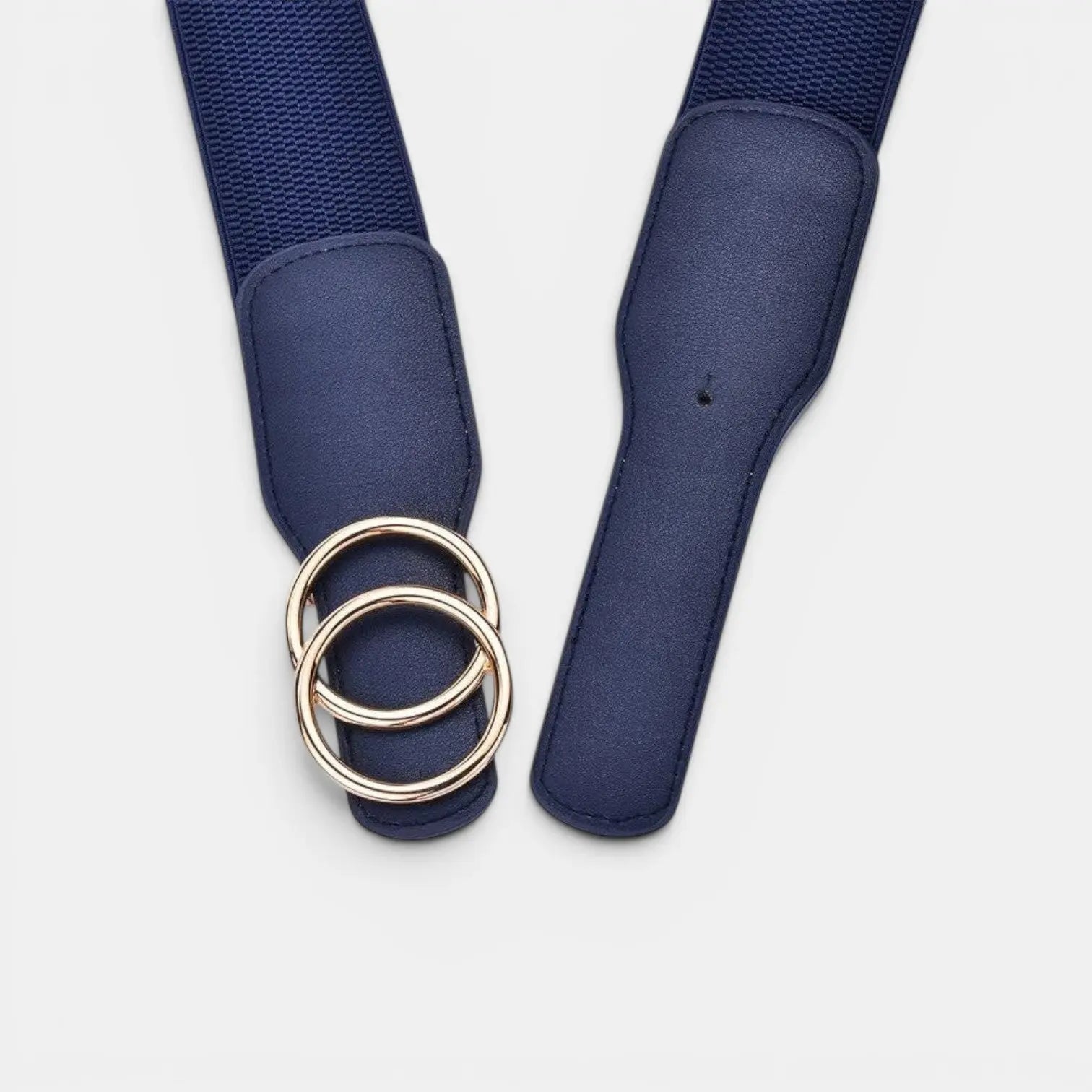 Wide Elastic Belt for Women Double Ring Gold Buckle | Elvorx | Beltary