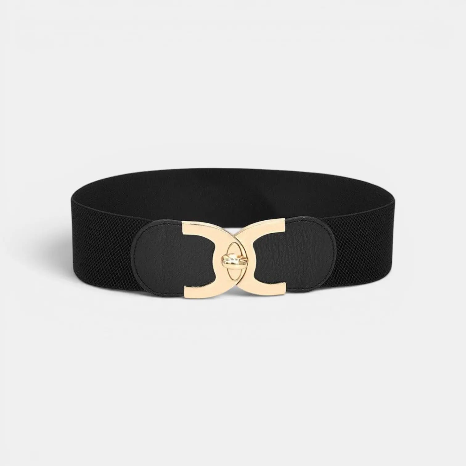 Wide Elastic Belt for Women High Waist Gold Round Buckle | Melvax | Beltary