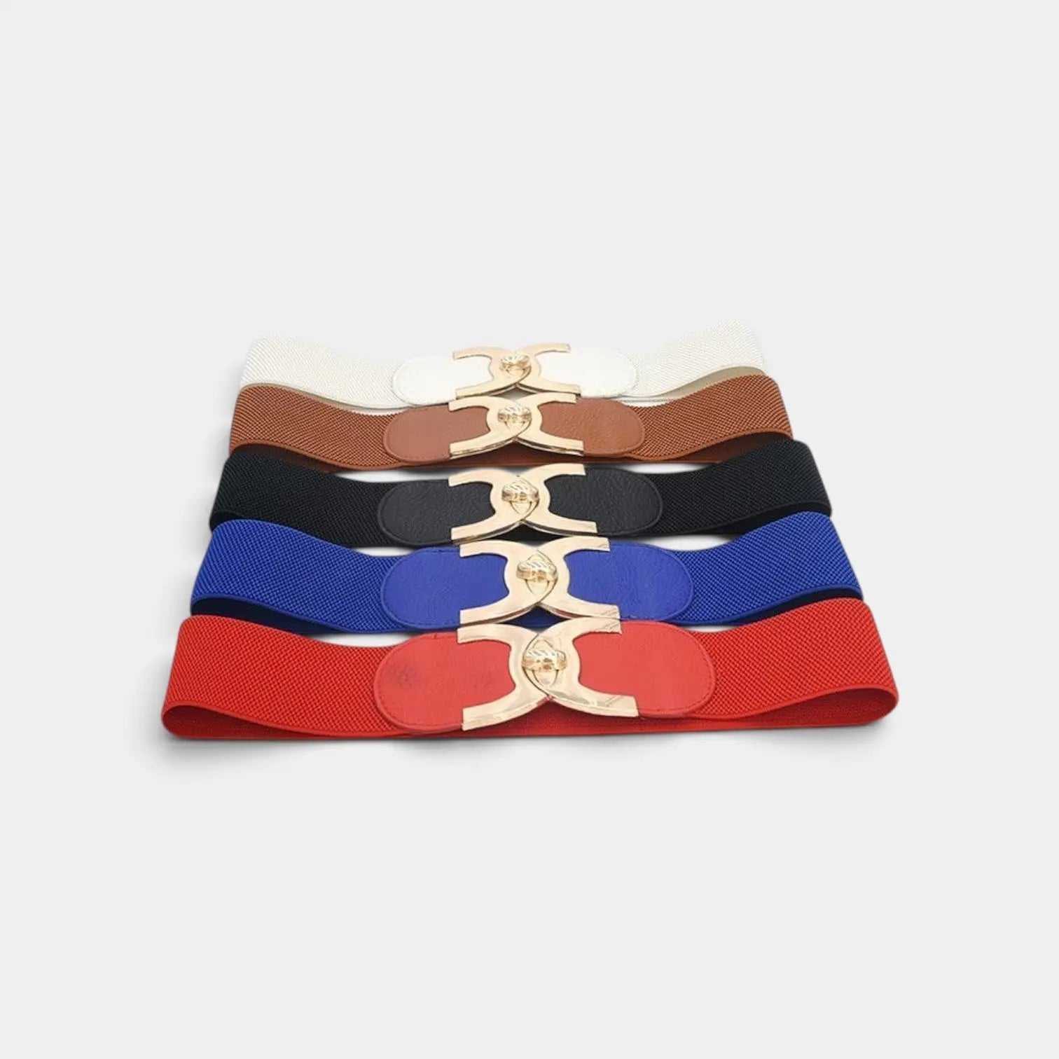 Wide Elastic Belt for Women High Waist Gold Round Buckle | Melvax | Beltary