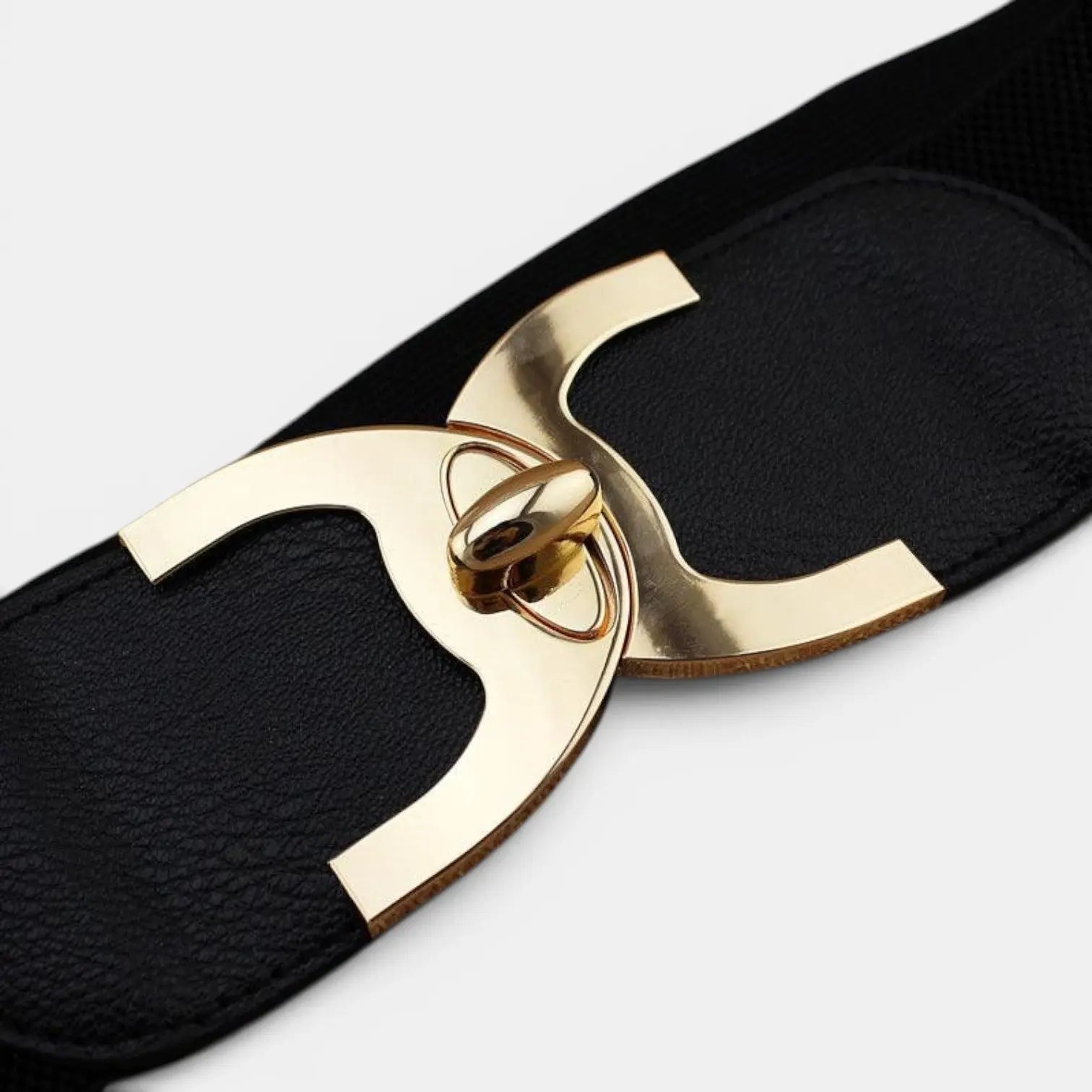 Wide Elastic Belt for Women High Waist Gold Round Buckle | Melvax | Beltary