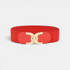 Wide Elastic Belt for Women High Waist Gold Round Buckle | Melvax | Beltary