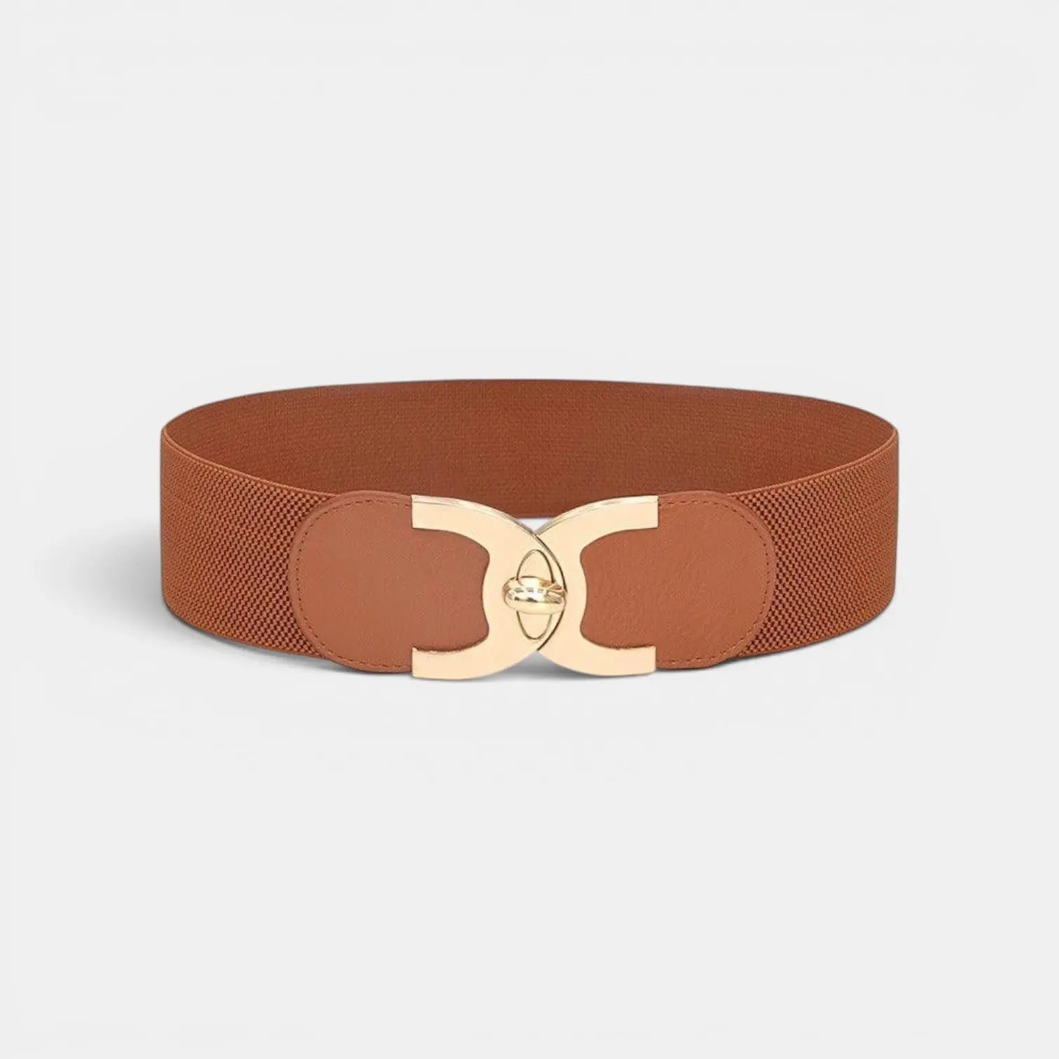 Wide Elastic Belt for Women High Waist Gold Round Buckle | Melvax | Beltary