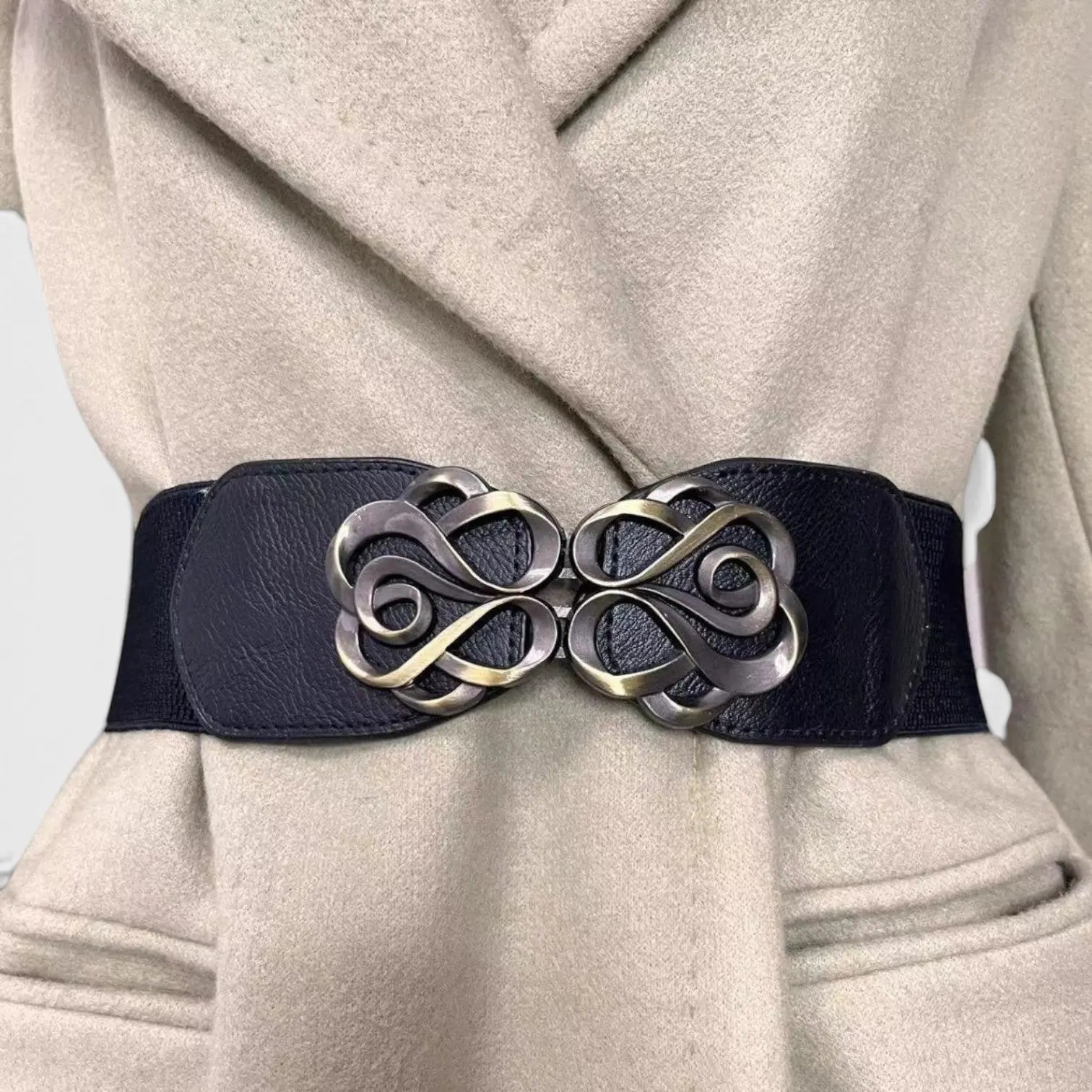 Wide Elastic High Waist Belt for Women Floral Buckle | Tolvex | Beltary