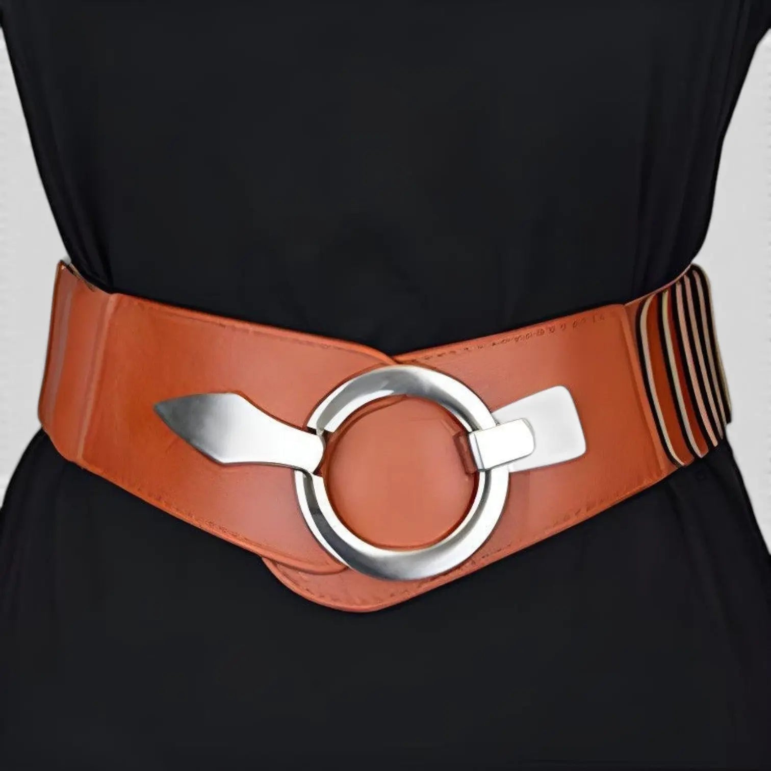 Wide Elastic High Waist Belt for Women Round Buckle | Helvox | Beltary