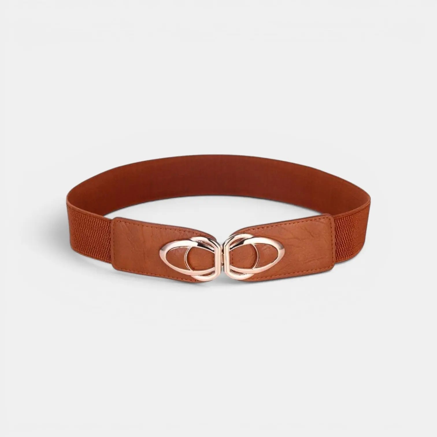 Wide Elastic Vegan Faux Leather Belt for Women Gold Buckle | Lysova | Beltary