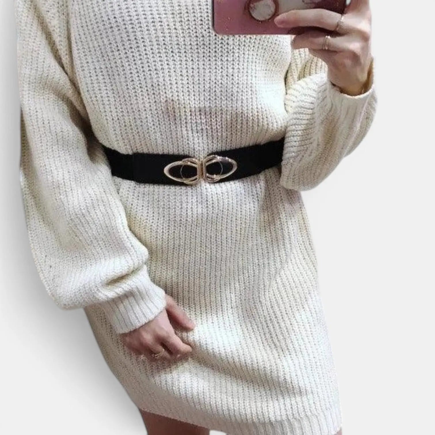 Wide Elastic Vegan Faux Leather Belt for Women Gold Buckle | Lysova | Beltary