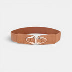 Wide Elastic Vegan Faux Leather Belt for Women Gold Buckle | Lysova | Beltary