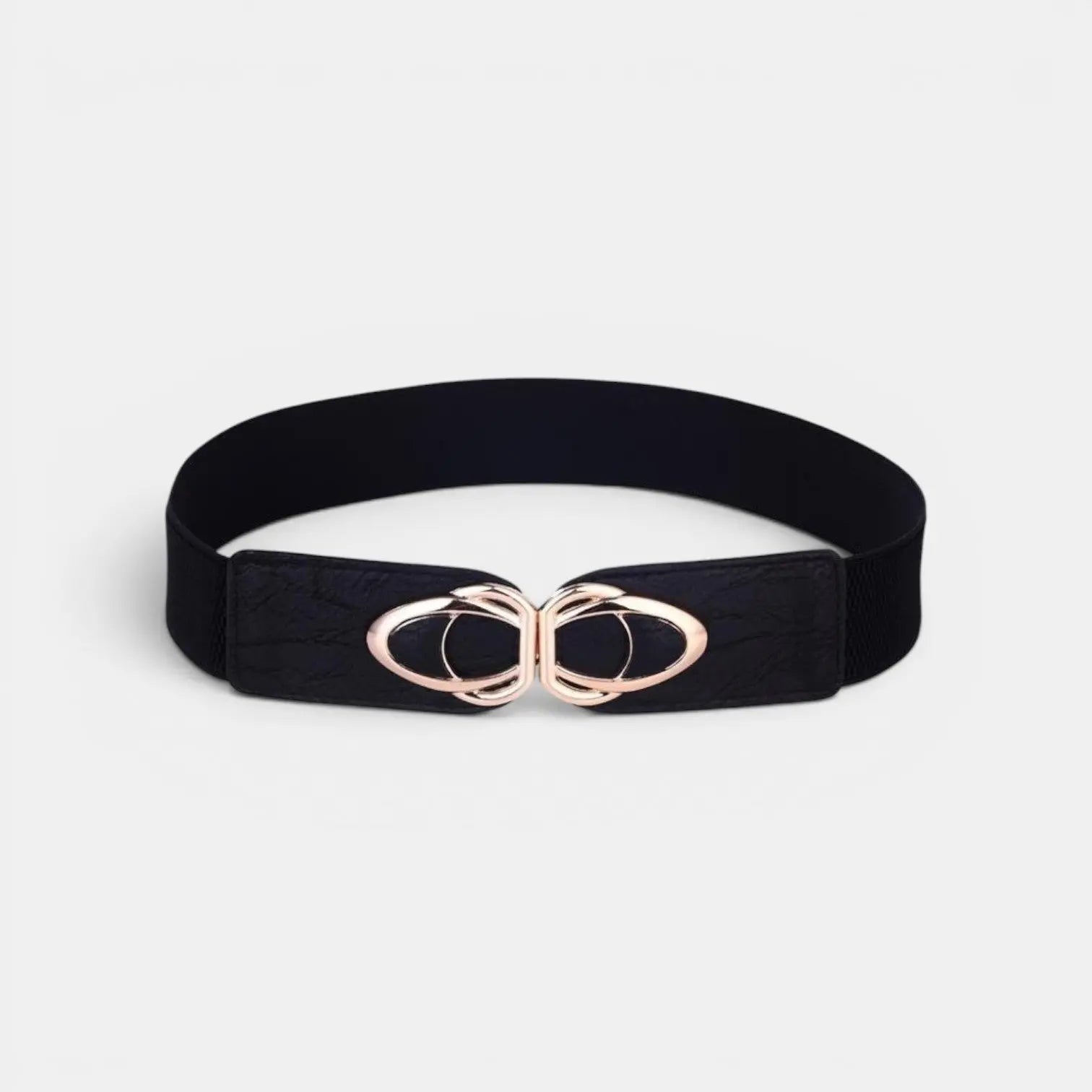 Wide Elastic Vegan Faux Leather Belt for Women Gold Buckle | Lysova | Beltary