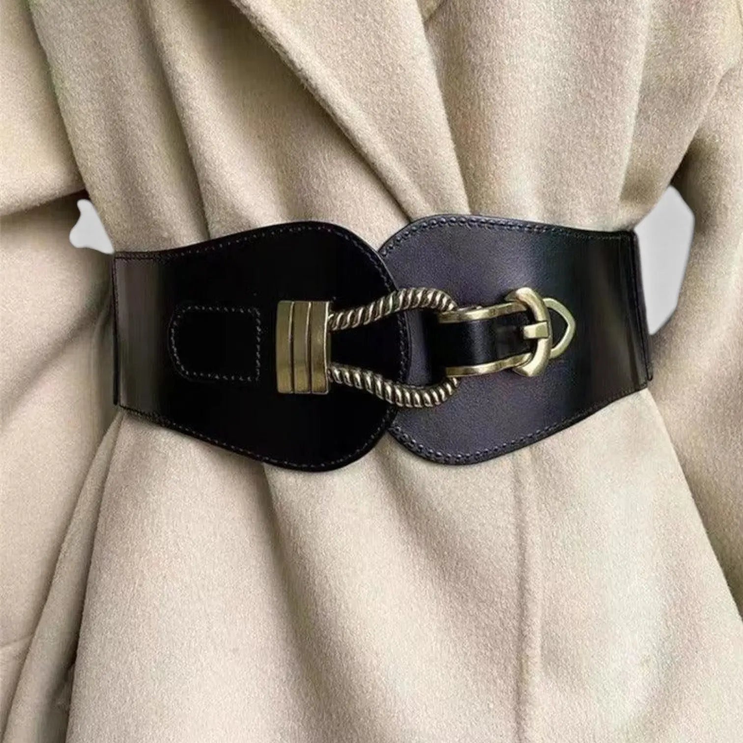 Wide Faux Leather Belt High Waist Buckle Women's | Talvor | Beltary