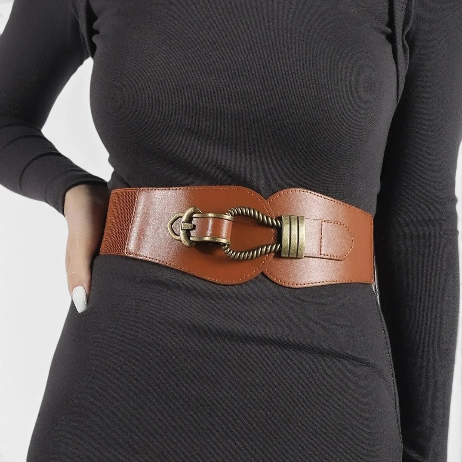 Wide Faux Leather Belt High Waist Buckle Women's | Talvor | Beltary
