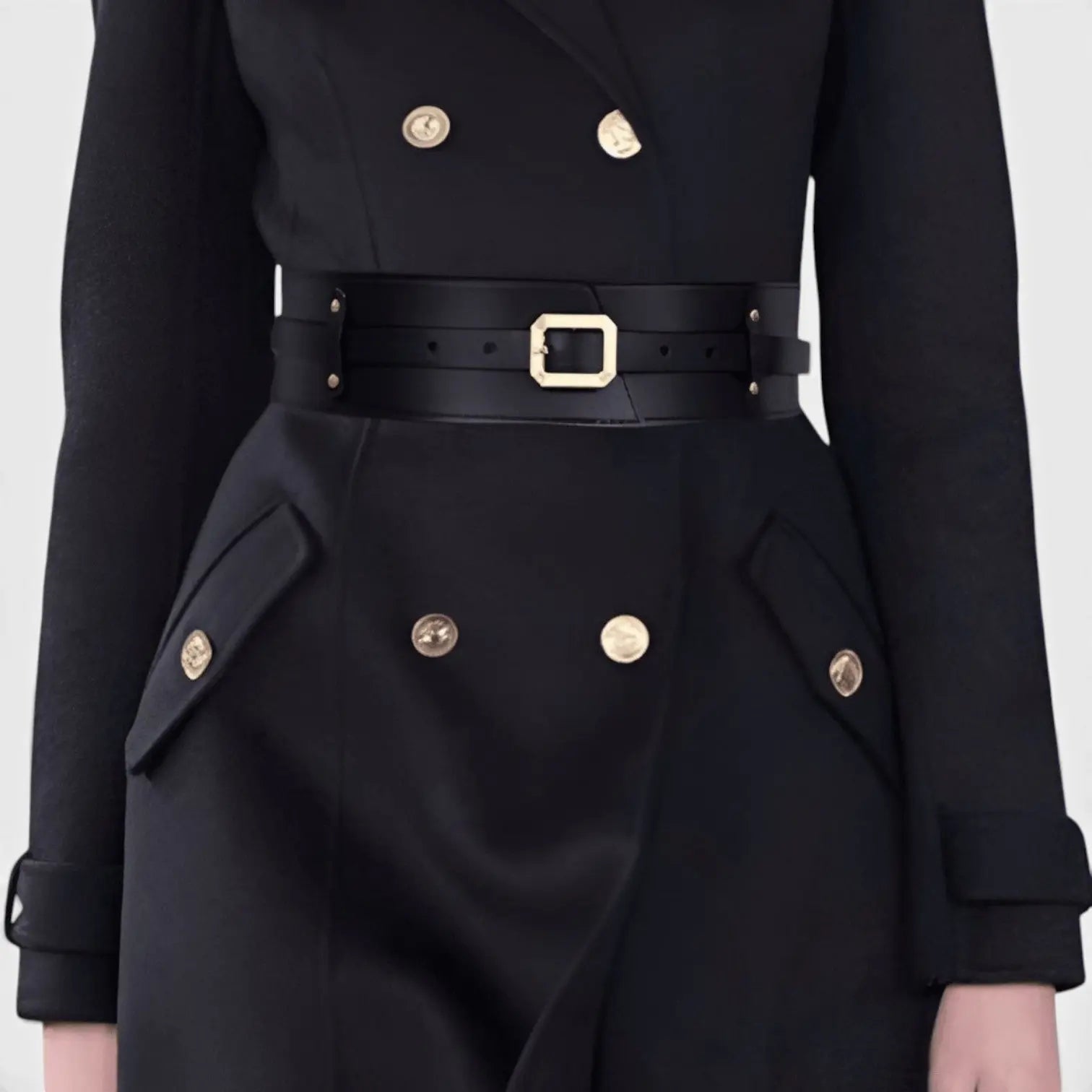 Wide Faux Leather High Waist Belt for Women Gold Buckle | Velcor | Beltary