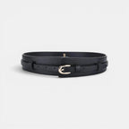 Wide Smooth Leather High-Waist Belt Gold Buckle Women's | Calvex | Beltary