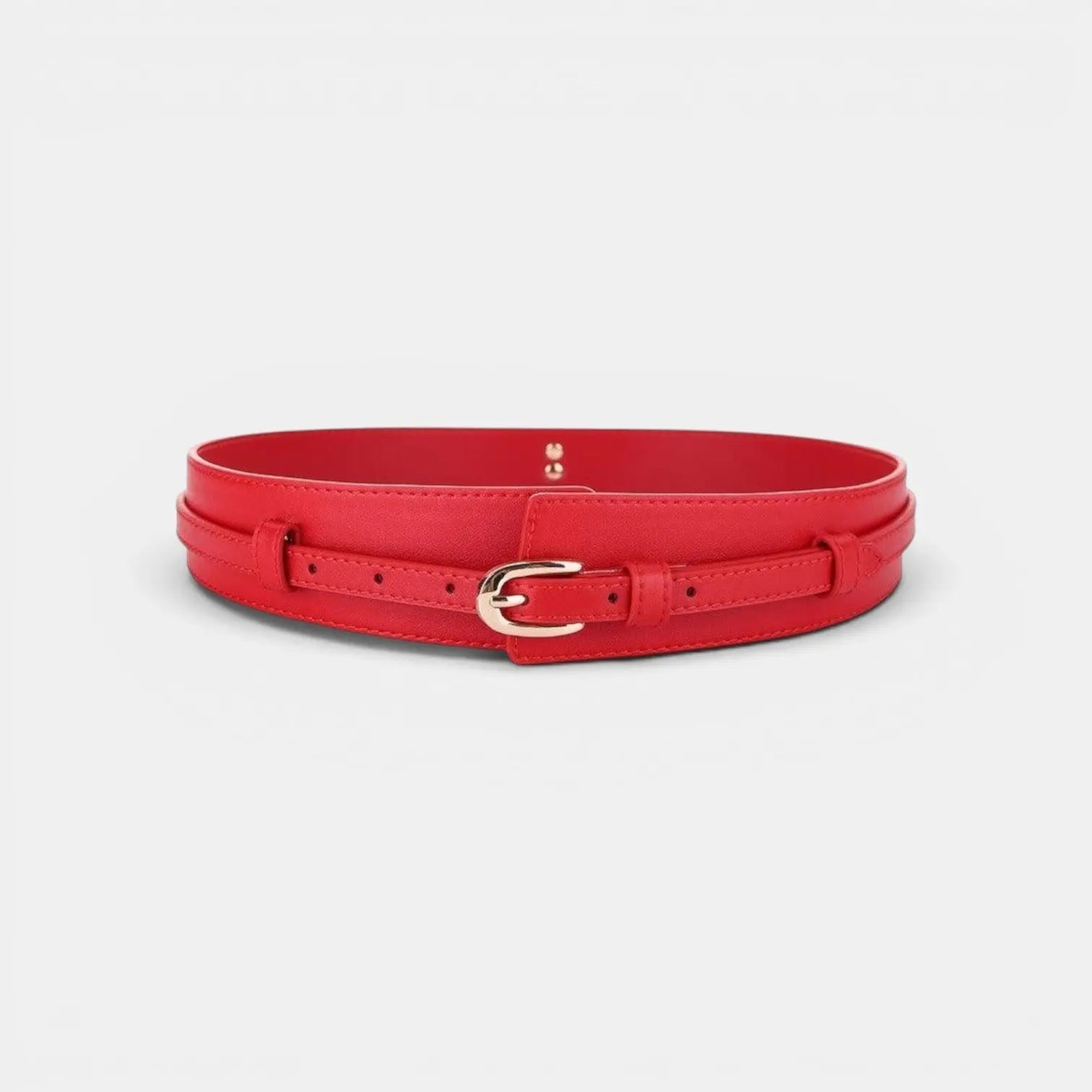 Wide Smooth Leather High-Waist Belt Gold Buckle Women's | Calvex | Beltary