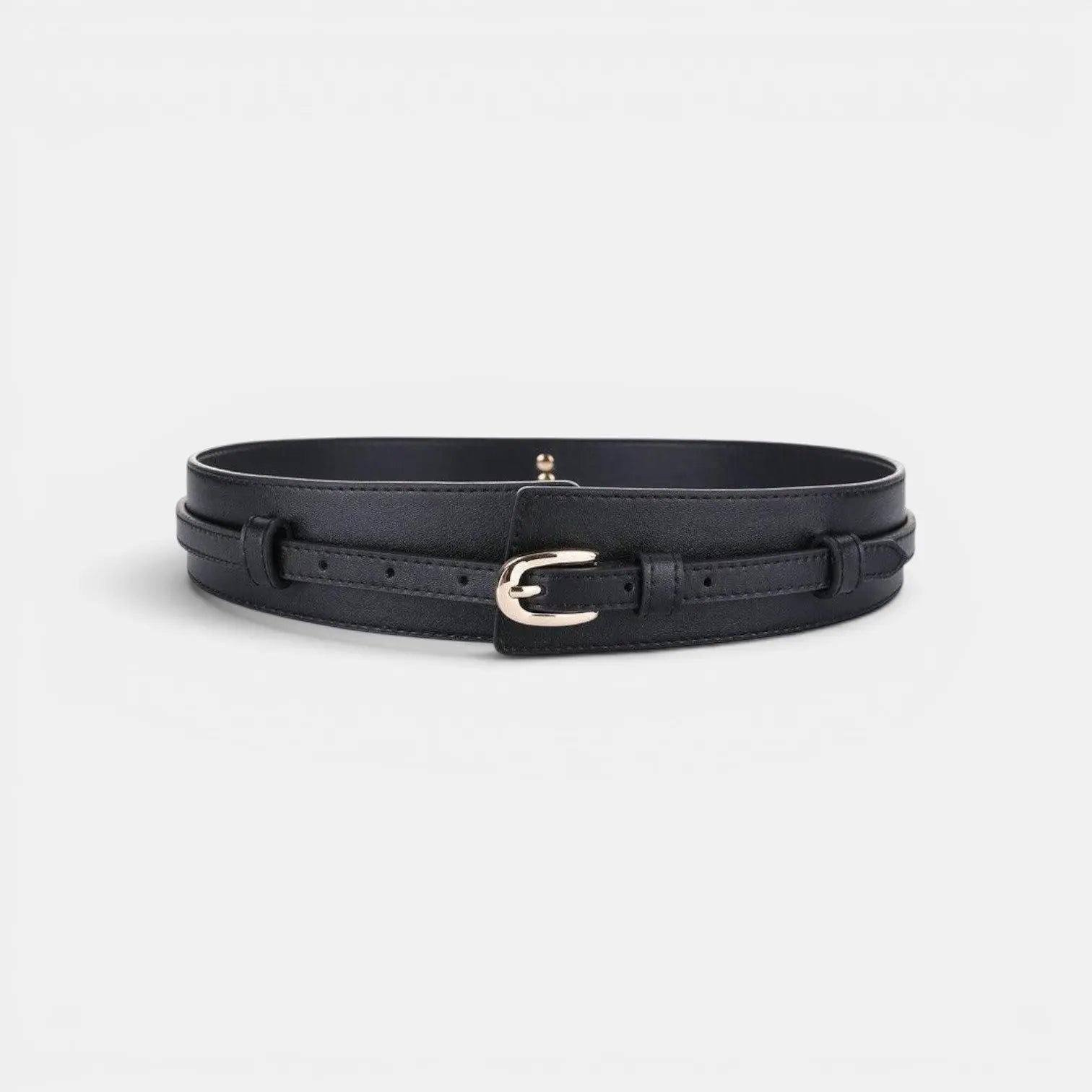 Wide Smooth Leather High-Waist Belt Gold Buckle Women's | Calvex | Beltary
