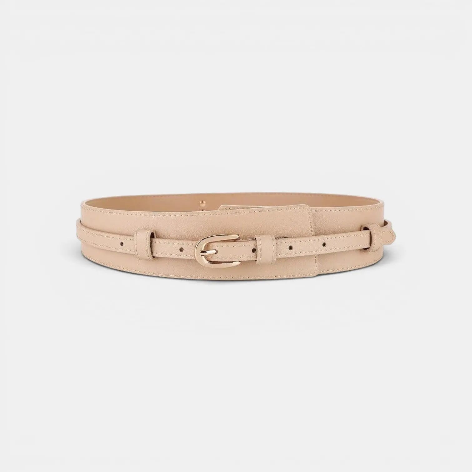 Wide Smooth Leather High-Waist Belt Gold Buckle Women's | Calvex | Beltary