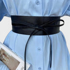 Wide Vegan Faux Leather Belt Buckle-Free Tie Up Women's | Obelx | Beltary