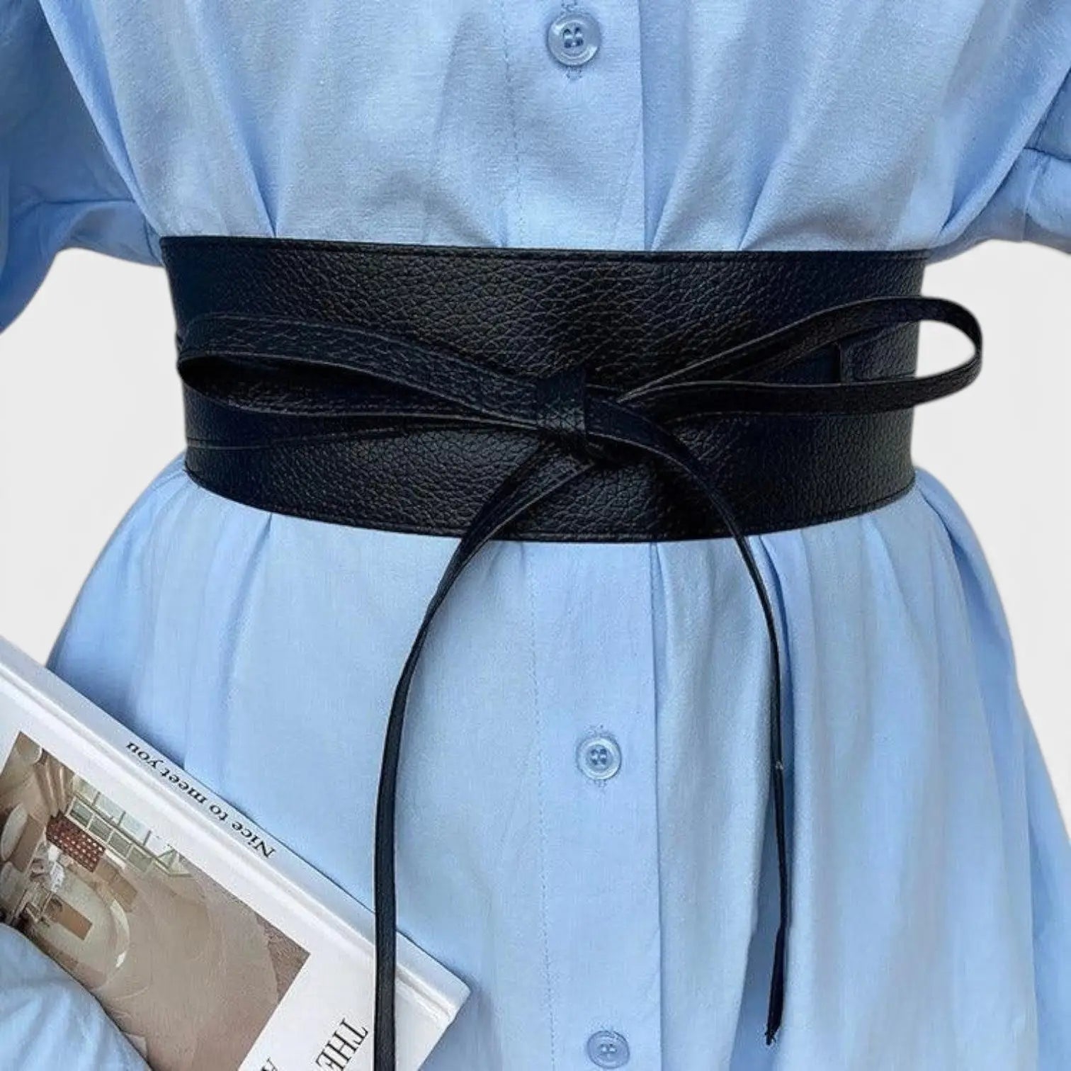 Wide Vegan Faux Leather Belt Buckle-Free Tie Up Women's | Obelx | Beltary
