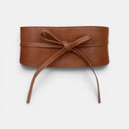 Wide Vegan Faux Leather Belt Buckle-Free Tie Up Women's | Obelx | Beltary