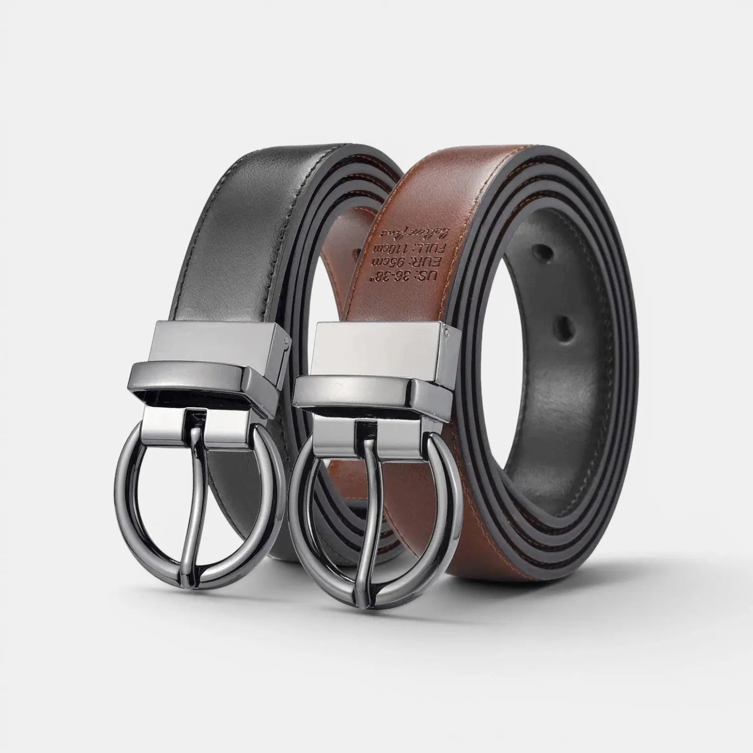 Women's 2-in-1 Reversible Smooth Leather Belt Round Buckle | Birvox | Beltary